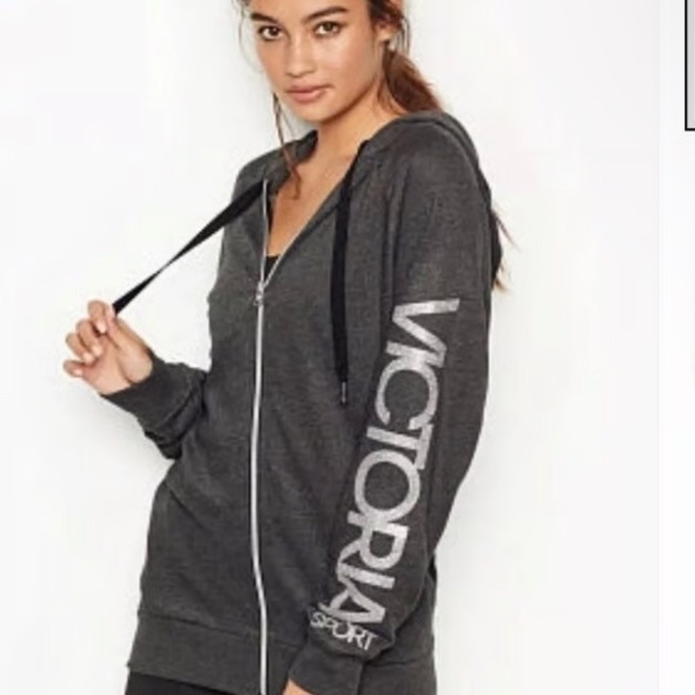 Victoria’s Secret Y2K  Bling Zip Up Vintage Hoodie Jacket In Gray Size Me